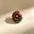 Pendentif coquillage ammonite en pierre naturelle sculptée avec diamant bélière or chic. - N° 15 agate indienne