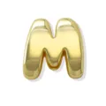 Colgante de letra M dorada tipo burbuja con superficie lisa para pulsera, accesorio. - Oro M
