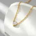 Exquisite 18k gold plated titanium steel heart cubic zirconia pendant necklace detail view. - Heart Rhinestone White - x1323