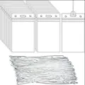 Vertical clear waterproof PVC ID card badge holders with lanyards bulk set for office. - Vertical / Clear