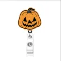 Halloween Kürbis Ausweishalter Detailansicht, einziehbarer Filz ID Kartenclip Zubehör. - Stil 1 (Kürbis)