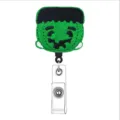 Cute Halloween felt badge reel retractable ID card holder with green monster design. - Style 6 (Frankenstein)