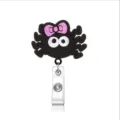 Halloween felt spider badge reel with cute pink bow and retractable clip for nurses ID. - Style 9 (Spider)