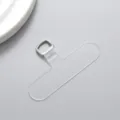Transparent phone tether patch with a durable stainless steel metal D-ring for lanyards - T-Shaped Clip / Silver Clasp