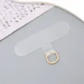 Patch de lanière de téléphone en PVC transparent avec anneau métallique joint anti-perte - Clip en forme de T / Fermoir Doré