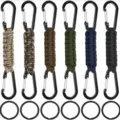 Outdoor paracord keychain with carabiner and key ring, multi-color braided utility strap. - Regular Fit