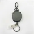 Black heavy-duty retractable badge reel with carabiner clip and key ring for use. - Style 2