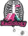 Portabadge esqueleto dinosaurio radiología, soporte retráctil para gafete de enfermera. - Esqueleto de Dinosaurio