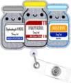 Portabadge de enfermera con purpurina lindo vial médico soporte retráctil tarjeta id - Tres Frascos de Medicina