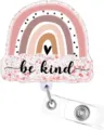 Acrylic glitter badge reel rainbow be kind nurse ID card holder retractable clip variant - Rainbow