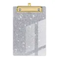 Plaque à pince en acrylique pailleté avec clip en métal doré pour bureau et école - Argent