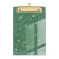 Presse-papiers en acrylique pailleté avec clip doré, support d'écriture portable bureau. - Vert