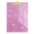 Roze glitter acryl klembord met gouden metalen clip, schattige briefpapier schrijfpad voor op kantoor. - Roze