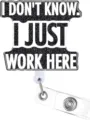 Acrylic glitter retractable badge reel ID card holder with funny slogan for office workers. - Alphabet