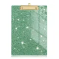 Groen glitterklembord met gouden metalen klem, acryl documentenhouder voor kantoor en school. - Groen