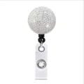 Ronde strass oprolbare badgehouder, kleurrijke AB kristal ID kaart houder clip variant. - Wit