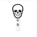 Glitter Skull Retractable Badge Reel Cute Nurse ID Holder Acrylic Office Work Badge Clip - Style 1