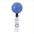 Glanzende blauwe strass intrekbare badgehouder, ID-kaartclip met draaibare metalen clip. - Saffierblauw