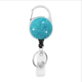 Ronde zinklegering blauwe strass intrekbare badgehouder ID kaarthouder met cliphaak. - Blauw