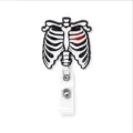 Glitter acrylic skeleton badge reel with red heart, nurse ID holder and retractable clip. - Style 4