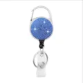 Blauwe strass intrekbare badgehouder, zinklegering ID-kaart houder met sleutelring. - Blauw en Paars