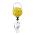 Ronde strass intrekbare badgehouder, gele sprankelende ID kaart houder clip accessoire - Geel