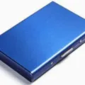 Blue metal card holder, RFID blocking credit card case, slim stainless steel business wallet - Blue