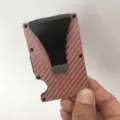 Minimalist carbon fiber card wallet with metal money clip and RFID blocking technology. - Carbon Fiber Pink
