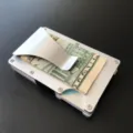 Minimalist aluminum RFID blocking wallet with cash clip, sleek metal card holder detail. - Silver