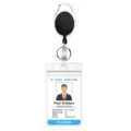 Portabadge retrattile in lega di zinco con custodia trasparente impermeabile per carte. - Porta badge verticale