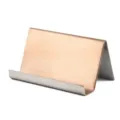 Stainless steel business card holder for office desk, rose gold metal name card display stand. - Brushed Rose Gold