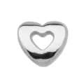 Abalorio de metal con cuentas de corazón plateado accesorio de pulsera DIY diseño hueco - Corazón de oro blanco nº 2