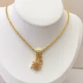 Stunning gold plated micro-inlaid zircon star pendant necklace fine detail display. - Micro-Pave Zirconia North Star Style (Model 11#) / Pendant and Necklace Set / Gold