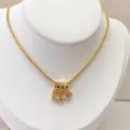 Detailed view of gold plated multi-layer tube bead heart and star pendant DIY necklace. - Pink Heart Zirconia Burst Style (03#) / Pendant with Necklace / Gold