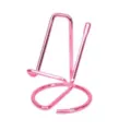 Pink metal phone stand desk holder, minimalist wire display stand for smartphone decoration. - Pink
