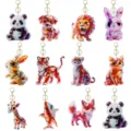 Portachiavi animale sfaccettato in cristallo simpatico ciondolo zaino auto decoro 12pz - Stile Animale Cristallo