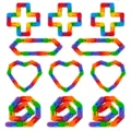 Wacky tracks fidget toy 24 links snake twists snap puzzle multi-color variants set. - 24 Segments / 27x1cm / Rainbow