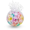 TPR mesh squeeze ball featuring colorful water beads stress relief toy product detail view - Mesh Water Bead Ball / 6cm (74.5g) / Macaron Color
