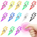 Acrylic lightning shape fidget spinner multicolor toy with smooth central bearing detail view - Lightning Bolt / 7.3x3cm / Multicolor