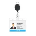 Portabadge retrattile in lega di zinco con porta badge trasparente impermeabile. - Porta badge orizzontale