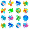 Juego de rompecabezas de plastico transparente bloque entrelazado juguete colorido set - Mezcla Transparente