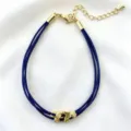 Elegante bracciale in corda blu multitraccia con ciondoli dorati e catena regolabile. - 02# (Blu)