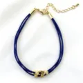 Braccialetto in corda intrecciata multi-filo blu con perline dorate e ciondolo a farfalla. - 12# (Blu Scuro)