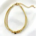 Bracciale a catena multistrato dorato con deliziose perline e ciondolo per donne. - 14# (Oro Brillante)