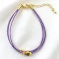 Bracciale multistrato intrecciato viola fatto a mano con perline di metallo dorato donna - 05# (Viola)