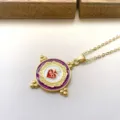 Vintage Vergoldet Emaille Heiliges Herz Anhänger Halskette Retro Barock Schmuck Geschenk - Nur Anhänger (Ohne Kette) / Lila