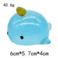 Blue glitter narwhal squishy toy stress relief cute animal squeeze toy variant 40.6g - Large Glitter Narwhal