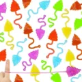 Colorful stretchy sticky toys, fun novelty gag toys with long tails for party favors. - Transparent Sticky Poop Mixed Color