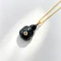 Natural stone turtle pendant necklace with black carved onyx and gold chain. Elegant jewelry. - Black Turtle (E03) / Single Pendant (Chain Not Included)