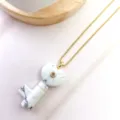Natürlicher weißer Stein Schlüssel Halskette mit Goldkette und Zirkon Anhänger Damen. - Nur Anhänger / Weiß (C01)